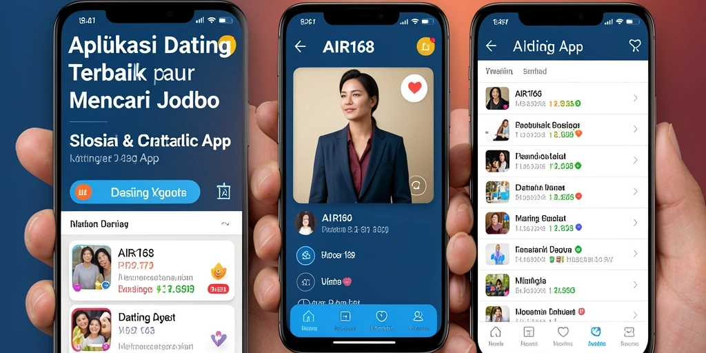 Tampilan antarmuka AIR168 yang modern dan fungsional untuk dating.