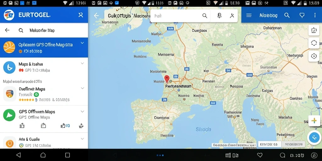 Antarmuka aplikasi EUROTOGEL untuk navigasi peta offline.