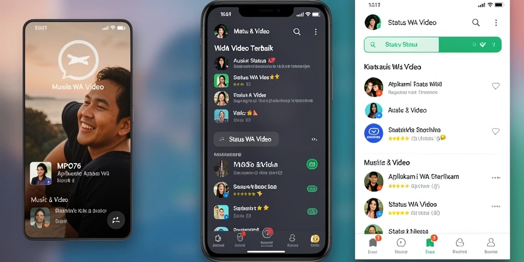Tampilan antarmuka MPO76 untuk status WA dengan berbagai video menarik.