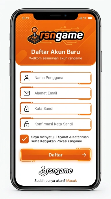 Tampilan halaman daftar rsngame
